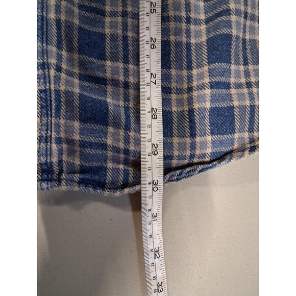 L.L. Bean Mens Large Regular Blue & Tan Plaid Button-Up Shirt 100% Cotton Casual - Picture 6 of 6